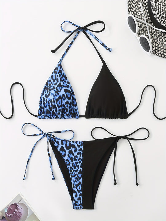 Damen Dreieck-Bikini mit raffiniertem Tiermuster EB