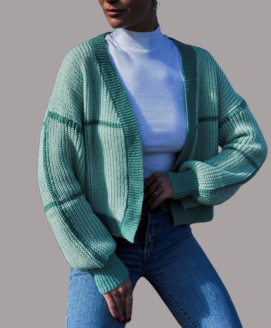 Damen Strickjacke mit lässigem Schnitt und voluminösen Ärmeln EB