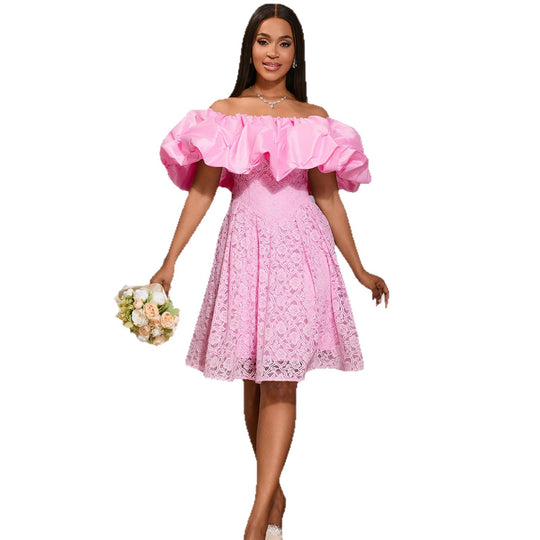 Damen Cocktailkleid mit voluminösem Rüschensaum EB