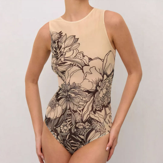Damen Einteiliger Badeanzug im einzigartigen grafischen Design EB