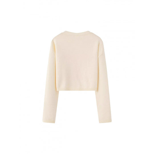 Damen Cropped Pullover mit verspieltem Schleifenmotiv EB