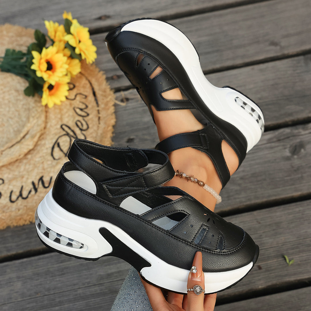 Damen Sportliche Plateau-Sandaletten mit verstellbarem Riemendesign und luftigen Cut-Outs EB