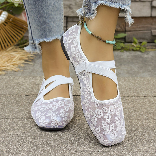 Damen Komfortable und modische Ballerinas mit verstellbaren Riemen EB