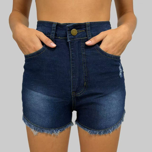 Damen Hochgeschnittene Denim-Shorts im angesagten Fransen-Look EB