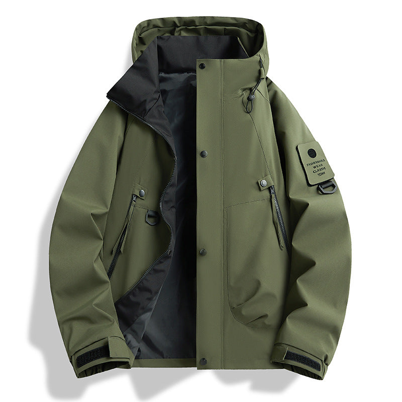 Herren wasserdichte Urban-Hardshelljacke mit verschweißten Nähten, verstellbarer Kapuze und Utility-Ärmeltasche EB