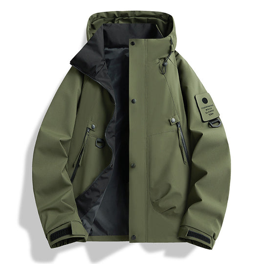 Herren wasserdichte Urban-Hardshelljacke mit verschweißten Nähten, verstellbarer Kapuze und Utility-Ärmeltasche EB