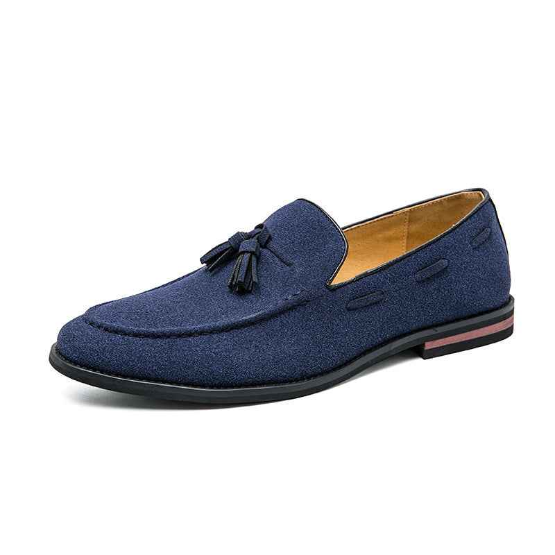 Herren Quasten-Slipper aus Veloursleder mit handgenähter Moccasinnaht und gepolstertem Lederfußbett EB