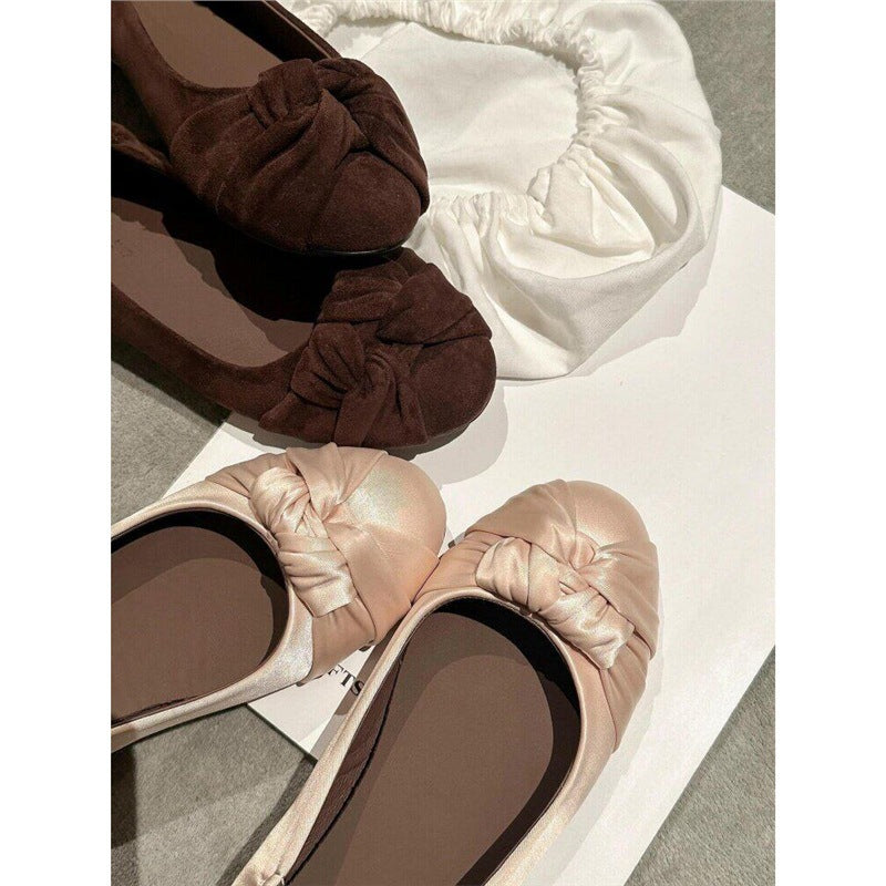 Damen elegante Ballerinas aus satinierter Textil-Oberfläche EB