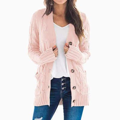 Damen Strickjacke mit Zopfmuster und praktischen Taschen EB