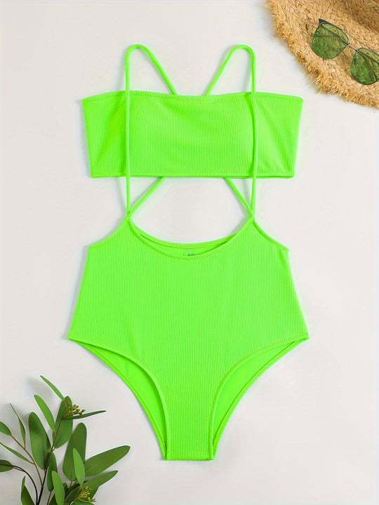 Damen Sportlicher Hochgeschnittener Bikini EB