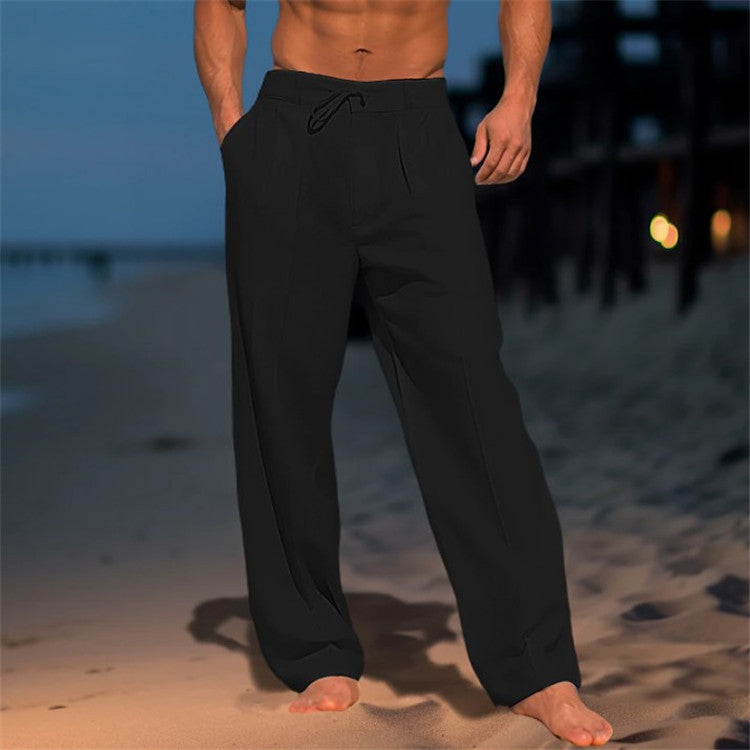 Herren weite Sommerhose mit elastischem Bund und praktischen Taschen EB