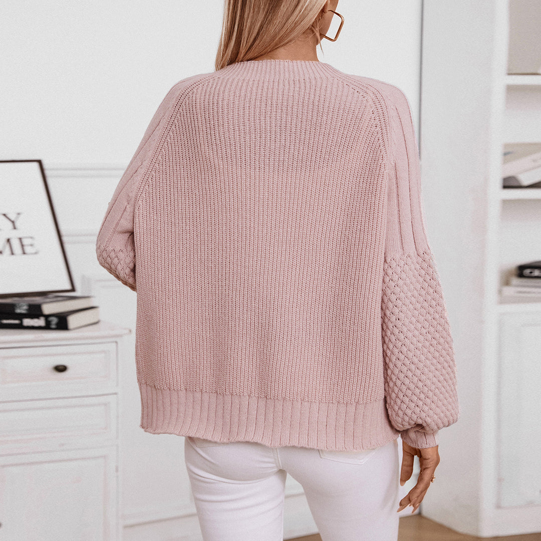 Damen Strickjacke mit strukturierten Ärmeln und Holzknopfdetails EB