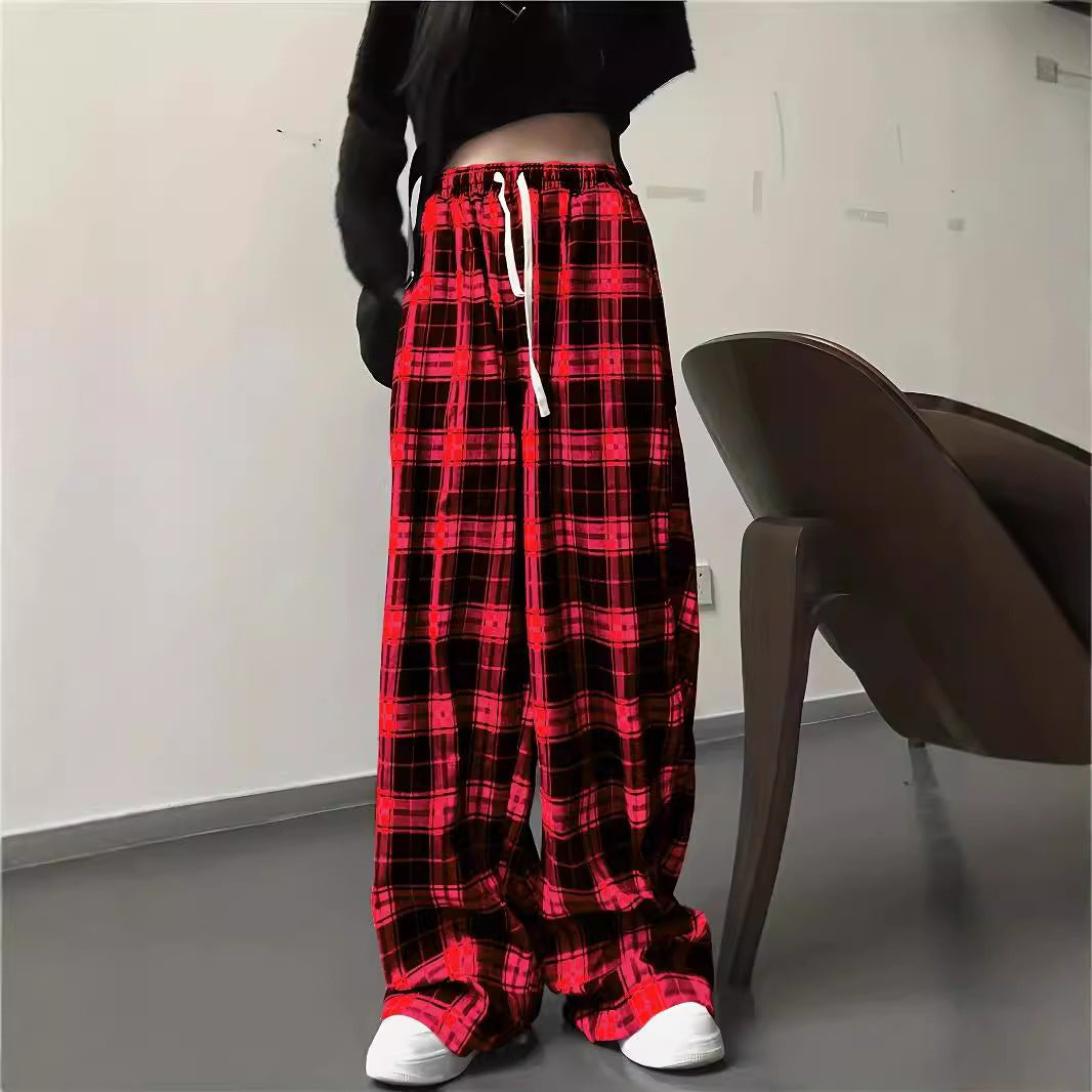 Damen Karohose mit elastischem Bund und lässigem Schnitt EB