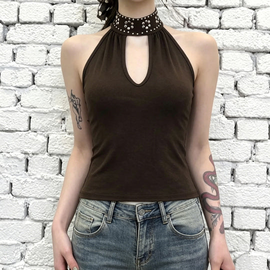 Damen Elegantes Haltertop mit funkelnden Akzenten EB