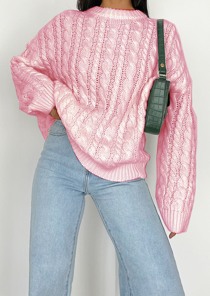 Damen Grobstrickpullover mit raffiniertem Zopfmuster aus weichem Material EB