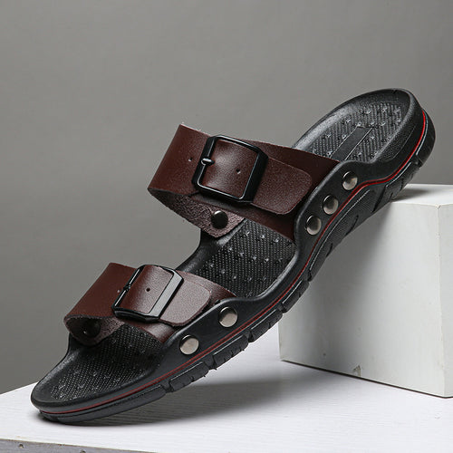 Herren Bequeme Leder-Sandalen mit verstellbaren Riemen EB