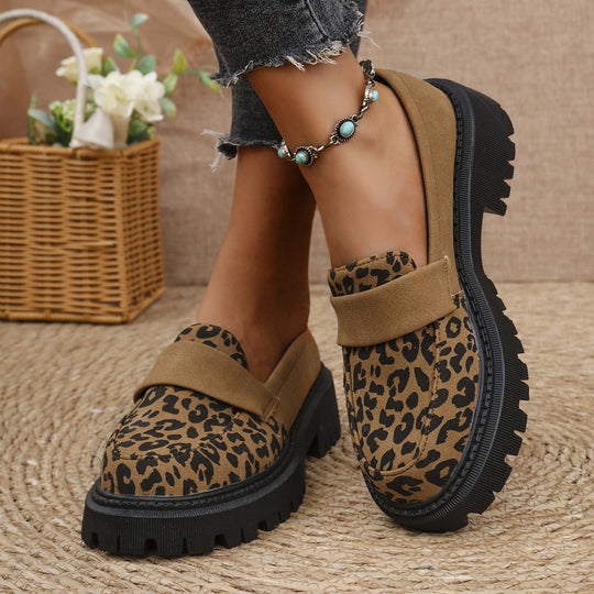 Damen Slip-Ons mit trendigem Leopardenmuster und dämpfender Sohle EB