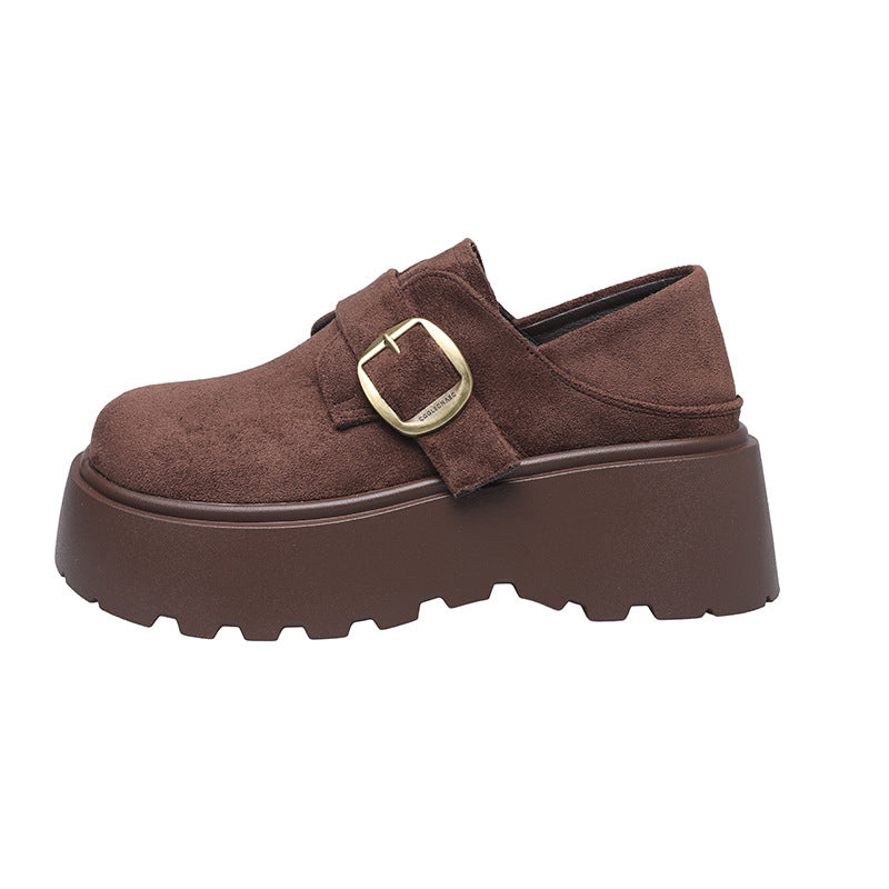 Damen Modische Mokassins mit robustem Plateau und verstellbarem Riemen EB