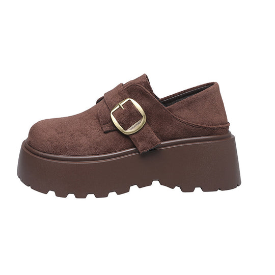 Damen Modische Mokassins mit robustem Plateau und verstellbarem Riemen EB