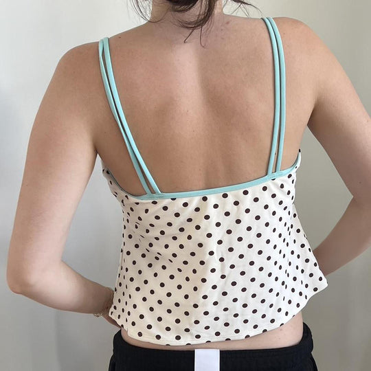 Damen Verspieltes Polka-Dots Top mit feinem Schnürdetail EB