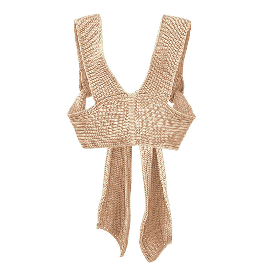 Damen gestricktes Crop-Top mit raffinierten Rückendetails EB