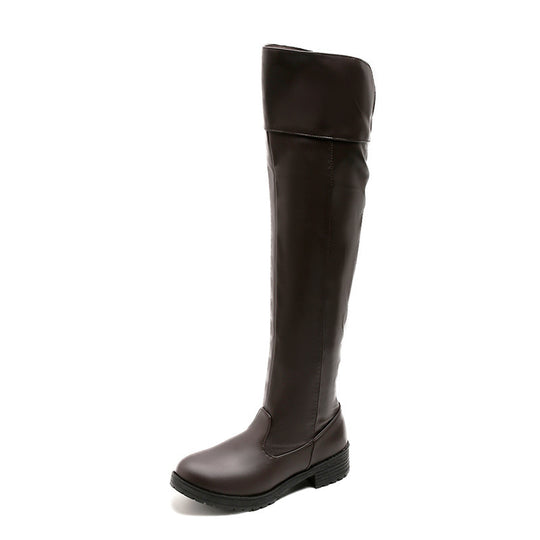 Damen Überknie Stiefel mit elastischer Leiste und rutschfester Sohle EB