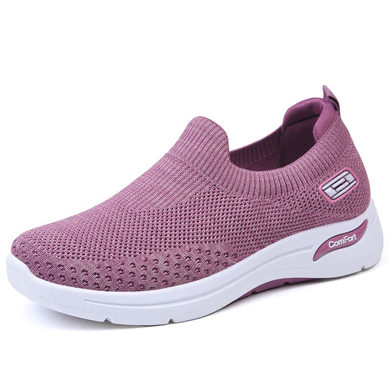 Damen nan nahtloser Strick-Slipper mit elastischem Einstieg und stoßdämpfender Komfortsohle EB