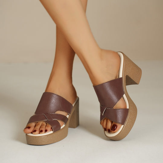 Damen Komfortable Blockabsatz-Sandalen mit verstellbaren Riemen EB