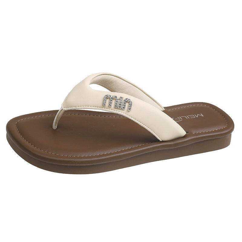Damen Flip-Flops mit modischem Riemen und funkelndem Dekor EB