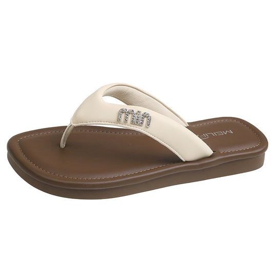 Damen Flip-Flops mit modischem Riemen und funkelndem Dekor EB