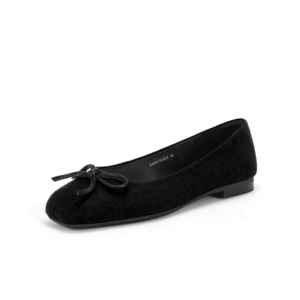 Damen Ballerinas aus hochwertigem Filz mit verspieltem Schleifendetail EB