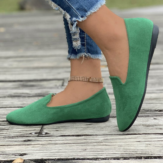 Damen spitz zulaufende Velours‑Loafer mit gepolsterter Innensohle EB