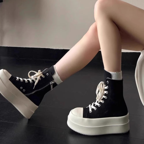 Damen High-Top Plateau Sneakers mit Reißverschluss EB