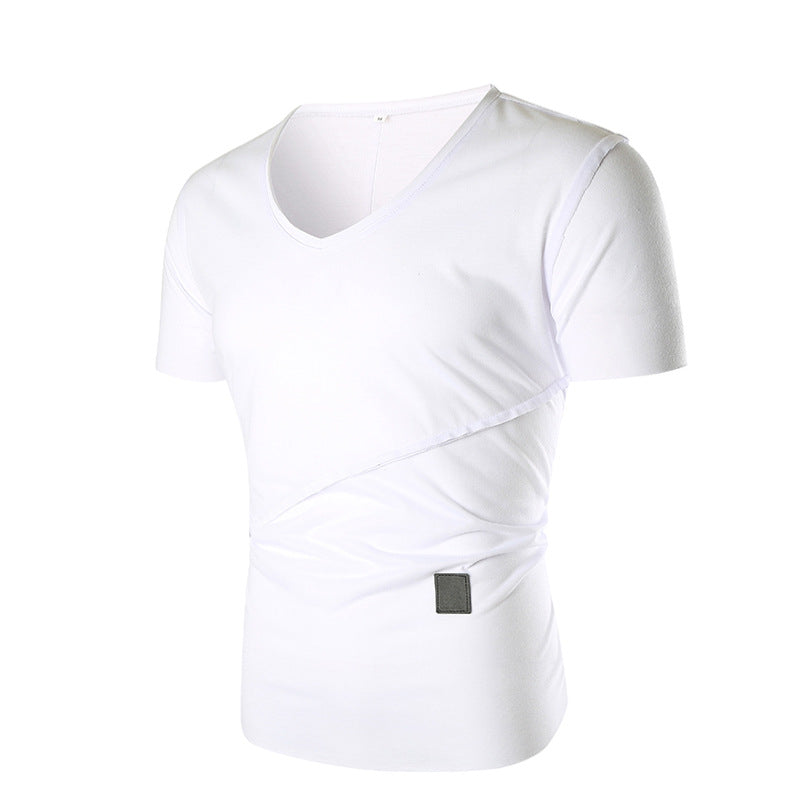Herren V-Ausschnitt T-Shirt mit asymmetrischem Schnitt und elastischem Bund EB