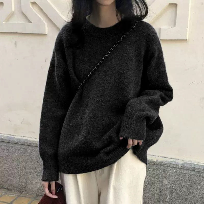 Damen Lässiger Kuschel-Feinstrickpullover mit Stehkragen und verlängerten Bündchen EB