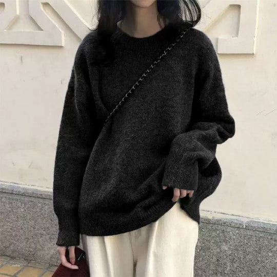 Damen Lässiger Kuschel-Feinstrickpullover mit Stehkragen und verlängerten Bündchen EB