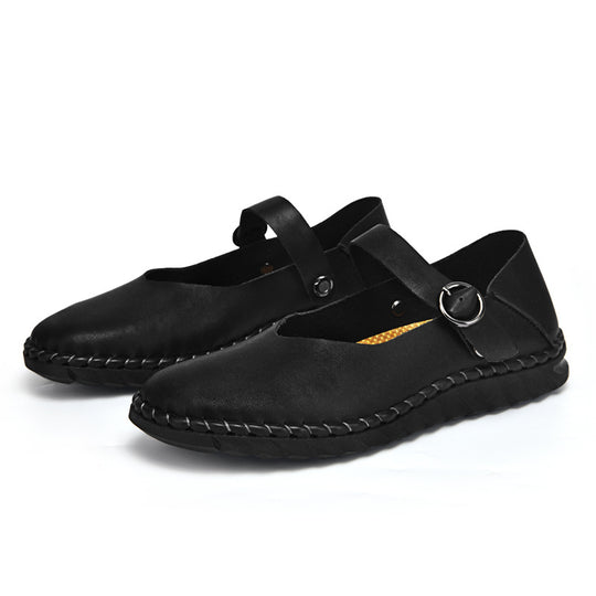 Damen Bequeme Lederpumps mit verstellbarem Riemen EB