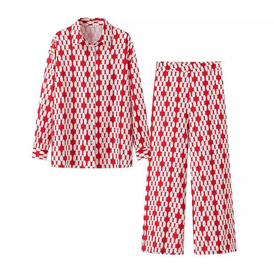 Damen Weite Palazzo-Hose mit modernem geometrischem Muster EB