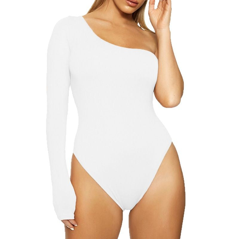 Damen Einseitig geschnittenes Body mit langem Arm EB