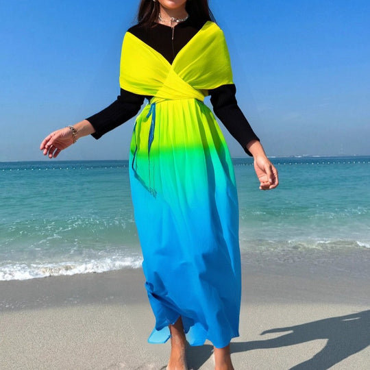 Damen Strandkleid mit Wickel- und Farbverlauf EB