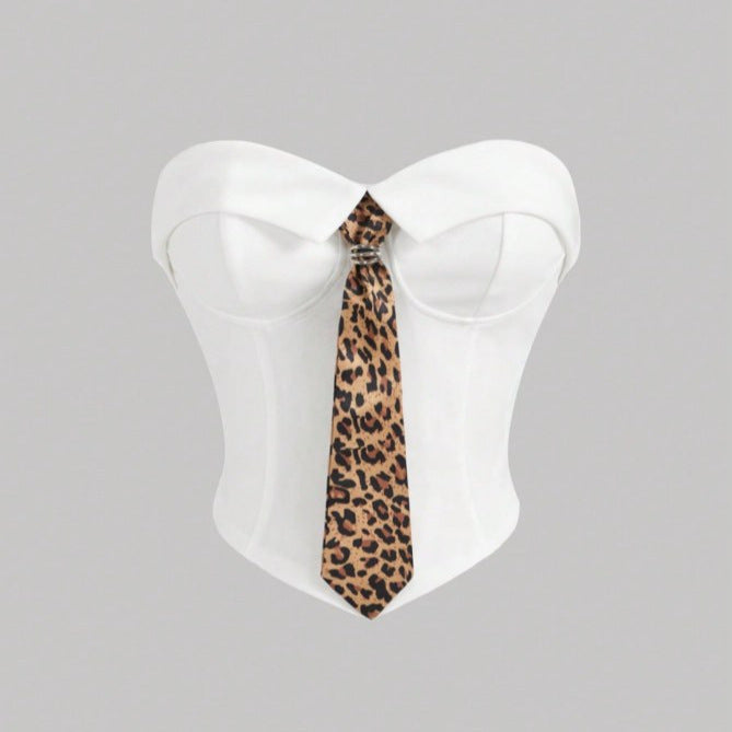 Damen Corsage mit modischem Tiermuster und tailliertem Schnitt EB
