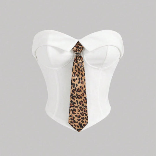 Damen Corsage mit modischem Tiermuster und tailliertem Schnitt EB