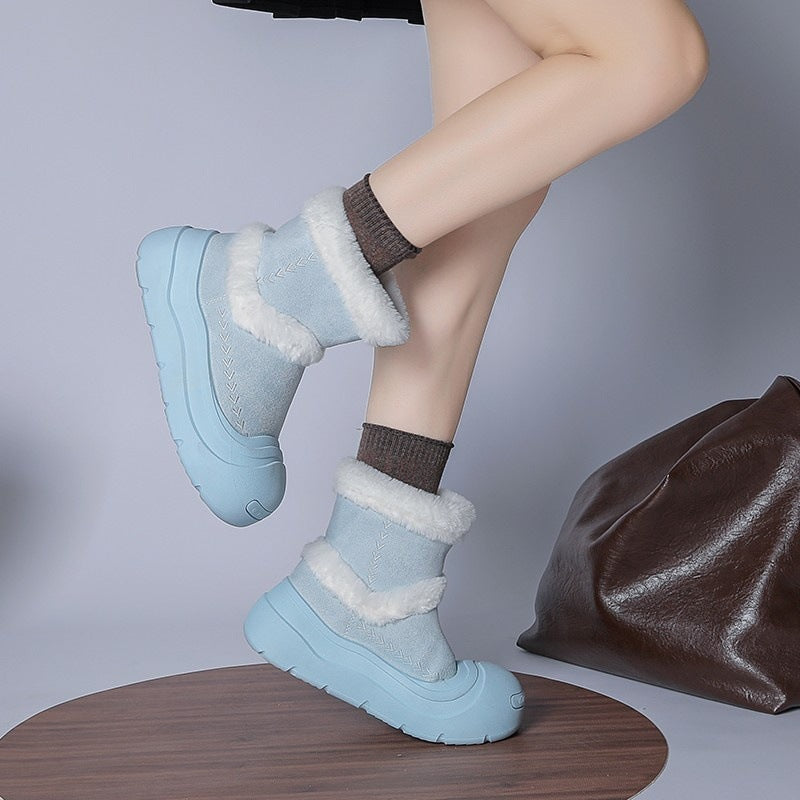 Damen Winterstiefel mit wärmendem Kunstfellkragen und rutschfester Sohle EB