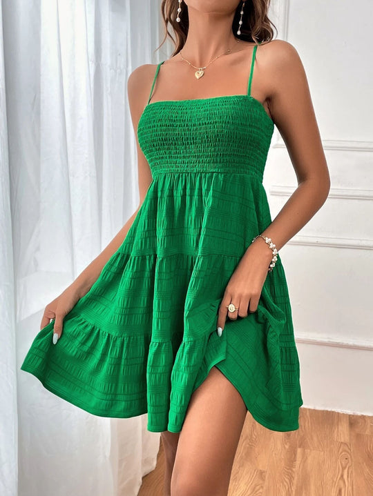 Damen Freizeitkleid mit Schmalen Trägern und Rüschendetails EB