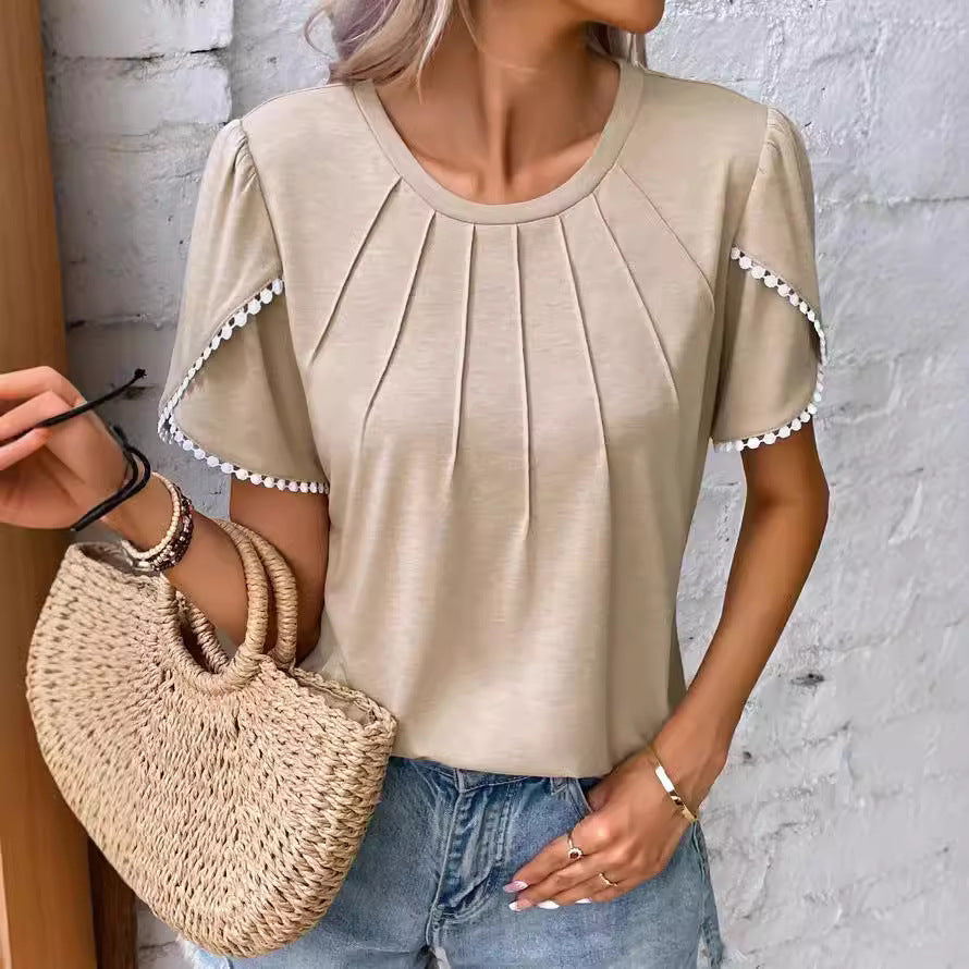 Damen Blusenshirt mit dekorativen Falten und eleganten Ärmelakzenten Heidi-Mode