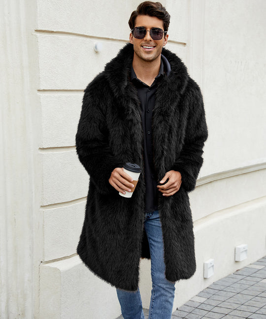 Herren Elegant gefütterter Mantel mit Kapuze EB