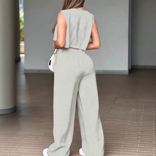 Damen Lässiges Zweiteiler-Outfit mit hochwertigem Stoff und modernem Schnitt EB