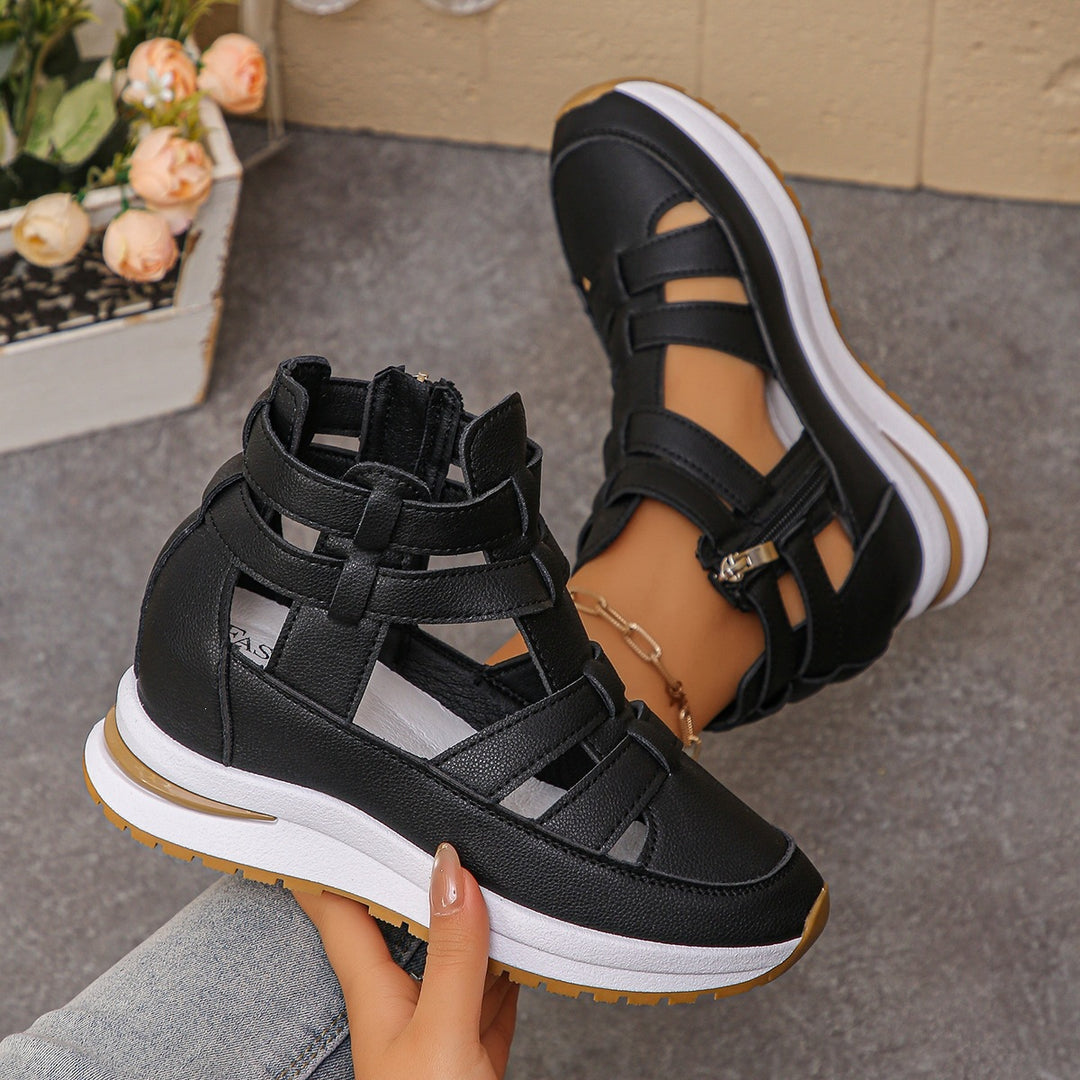 Damen Sportliche Plateau-Sandale mit geflochtenem Riemen und dämpfender Profilsohle EB