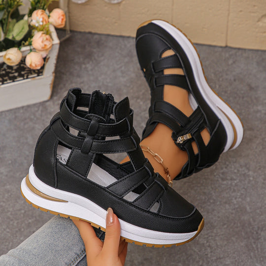 Damen Sportliche Plateau-Sandale mit geflochtenem Riemen und dämpfender Profilsohle EB