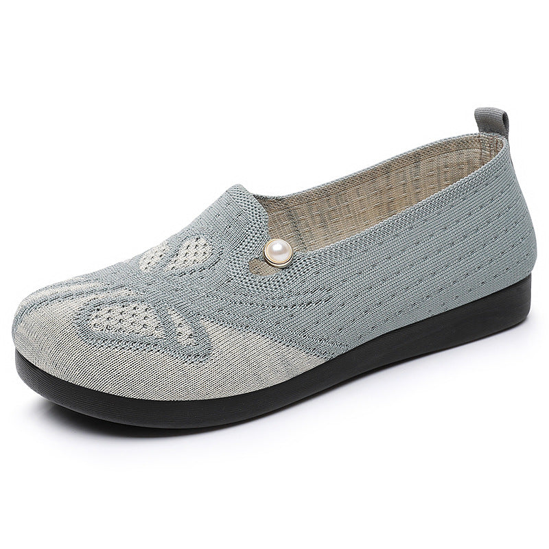 Damen Komfortable Slipper mit floraler Applikation EB